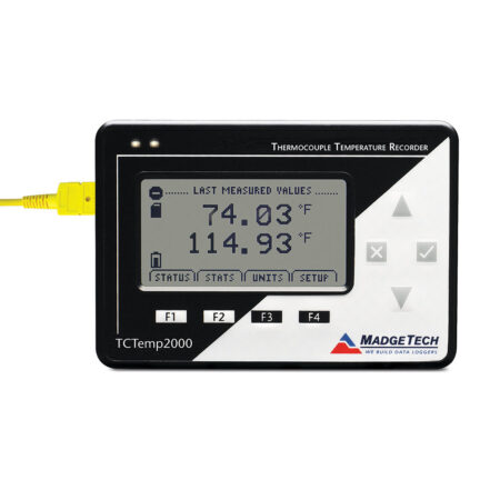 Temperature probe data logger with LCD display for real time monitoring.