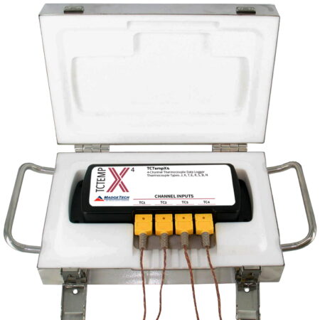 High temperature data logger system with 4 or 8 channels for oven temperature profiling.