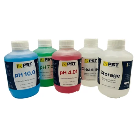 pH solution kit for pH meter calibration and maintenance.